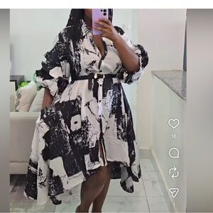 NWT Step In Style dramatic sleeves cotton shirt dress Womens 2X